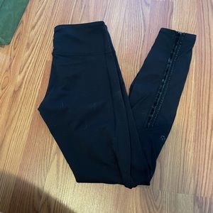 Lululemon Black Leggings with ruching on the waist and lower calf